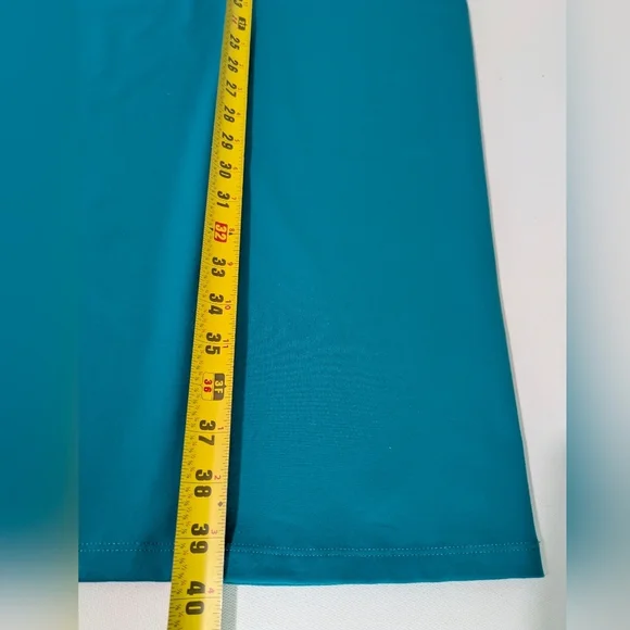 Leith New Teal Bodycon Midi Dress Stretchy V-neck Size S Short Sleeve Preppy - Picture 6 of 7
